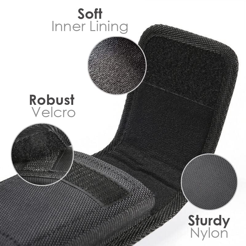 Scozzi XL Belt Case - Vertical & Horizontal Phone Holster Pouch for Samsung Galaxy S24/S23/S22/A55/A54/A35 & iPhone 15/14/13/12/11/XR/Plus/Pro/Max - Perfect for Workout, Hiking, Construction & Outdoor Activities