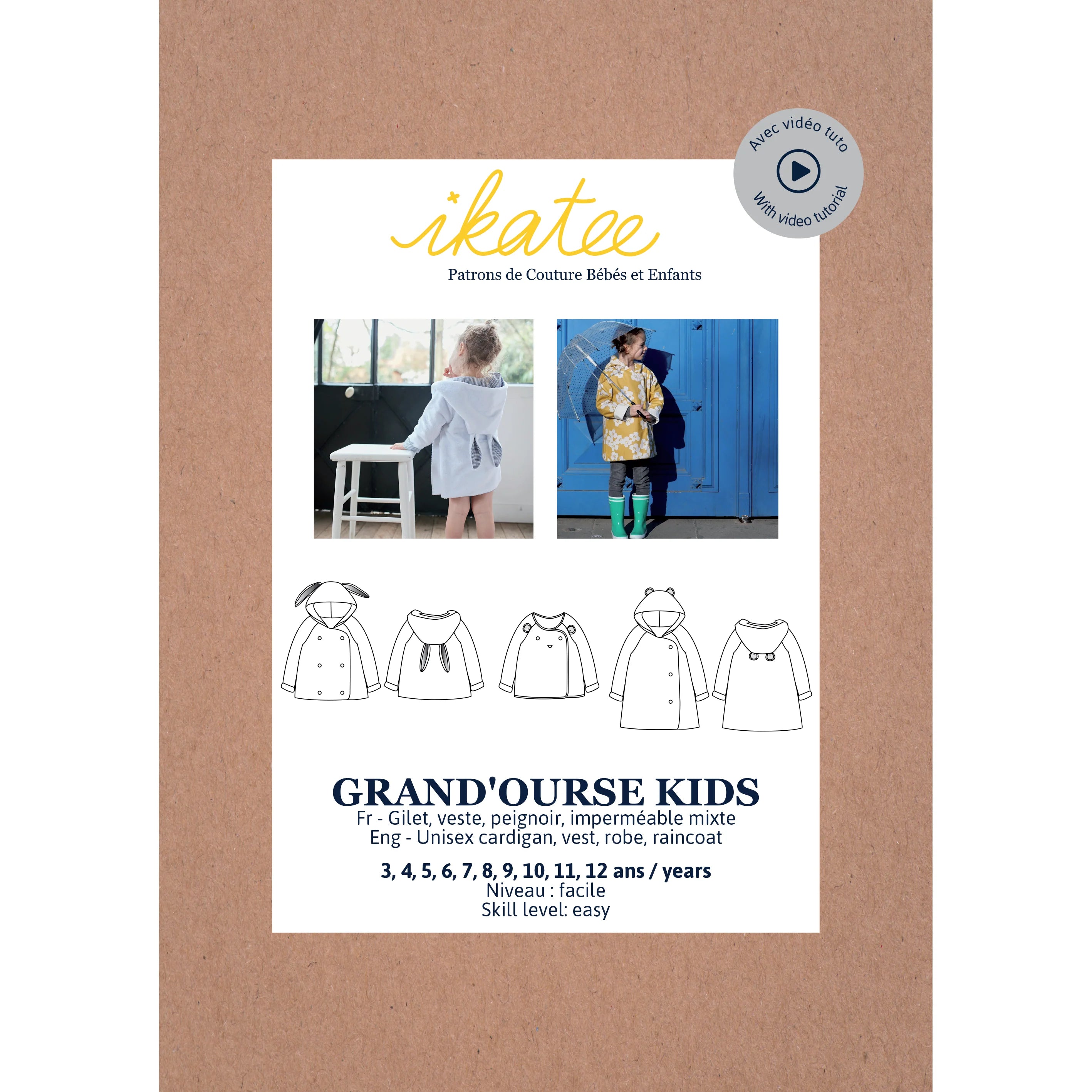 Grand'Ourse Stylish Cardigan & Raincoat for Kids Ages 3-12 | Waterproof Outerwear for School, Playdates & Outdoor Adventures