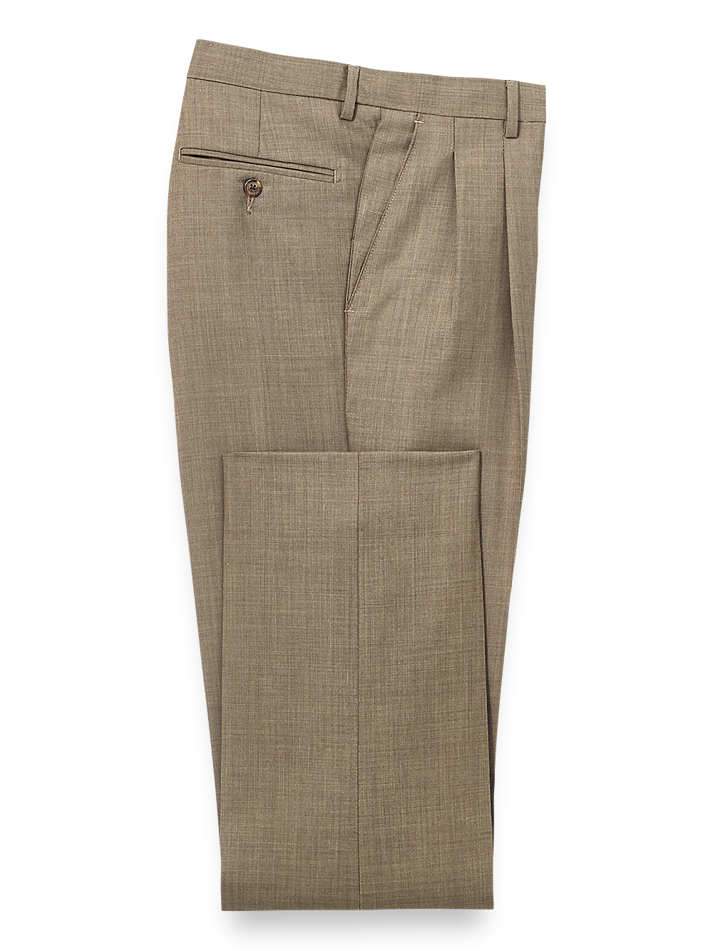 Wool Sharkskin Pleated Pants for Men - Light Brown Casual Dress Pants | Office Wear, Business Casual & Smart Outfits