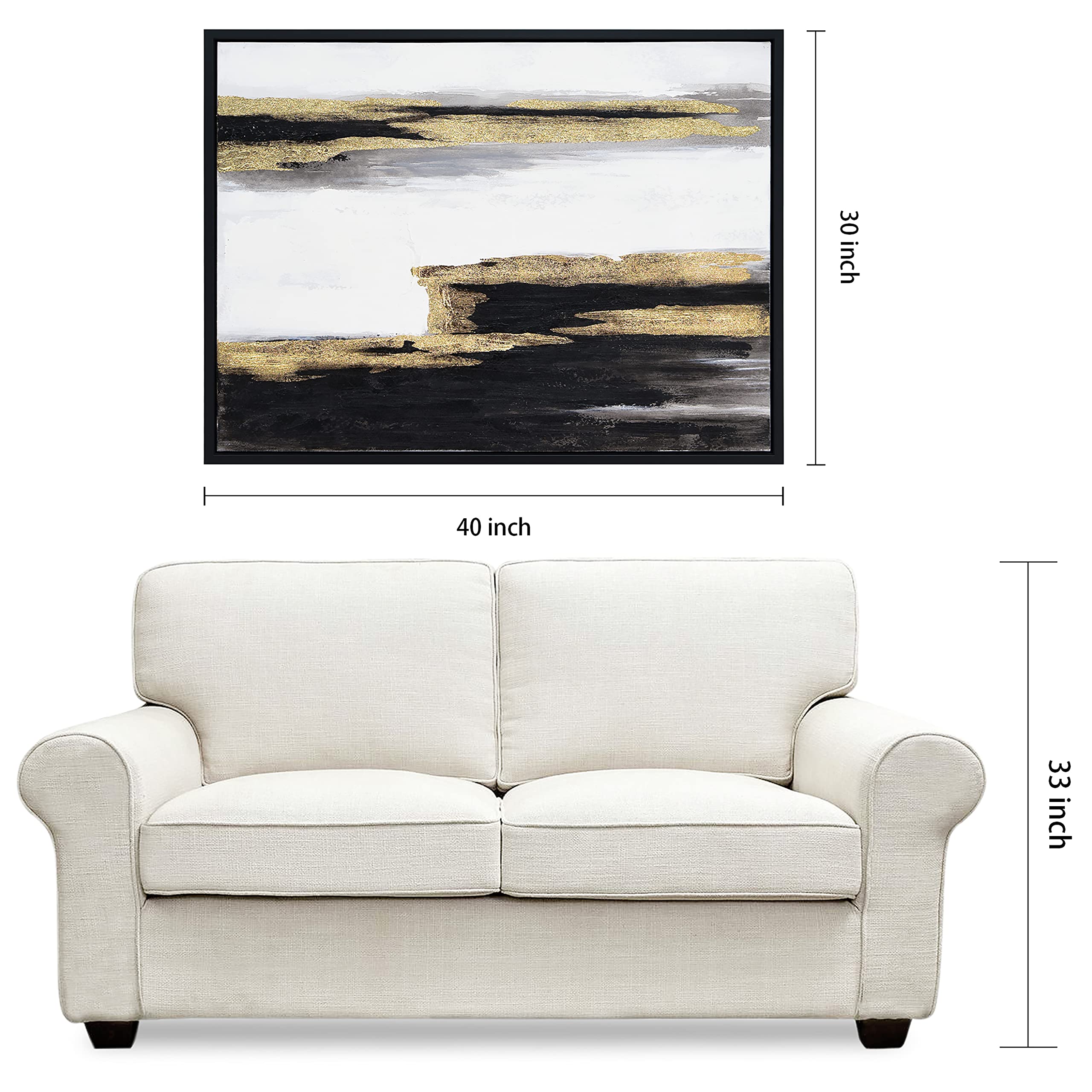 Martin Edwards Hand Painted Abstract Canvas Wall Art - Textured Black Framed Painting 40x30 Inches - Modern Home & Office Decor for Living Room, Bedroom or Gallery Display (Solemn Night Collection)