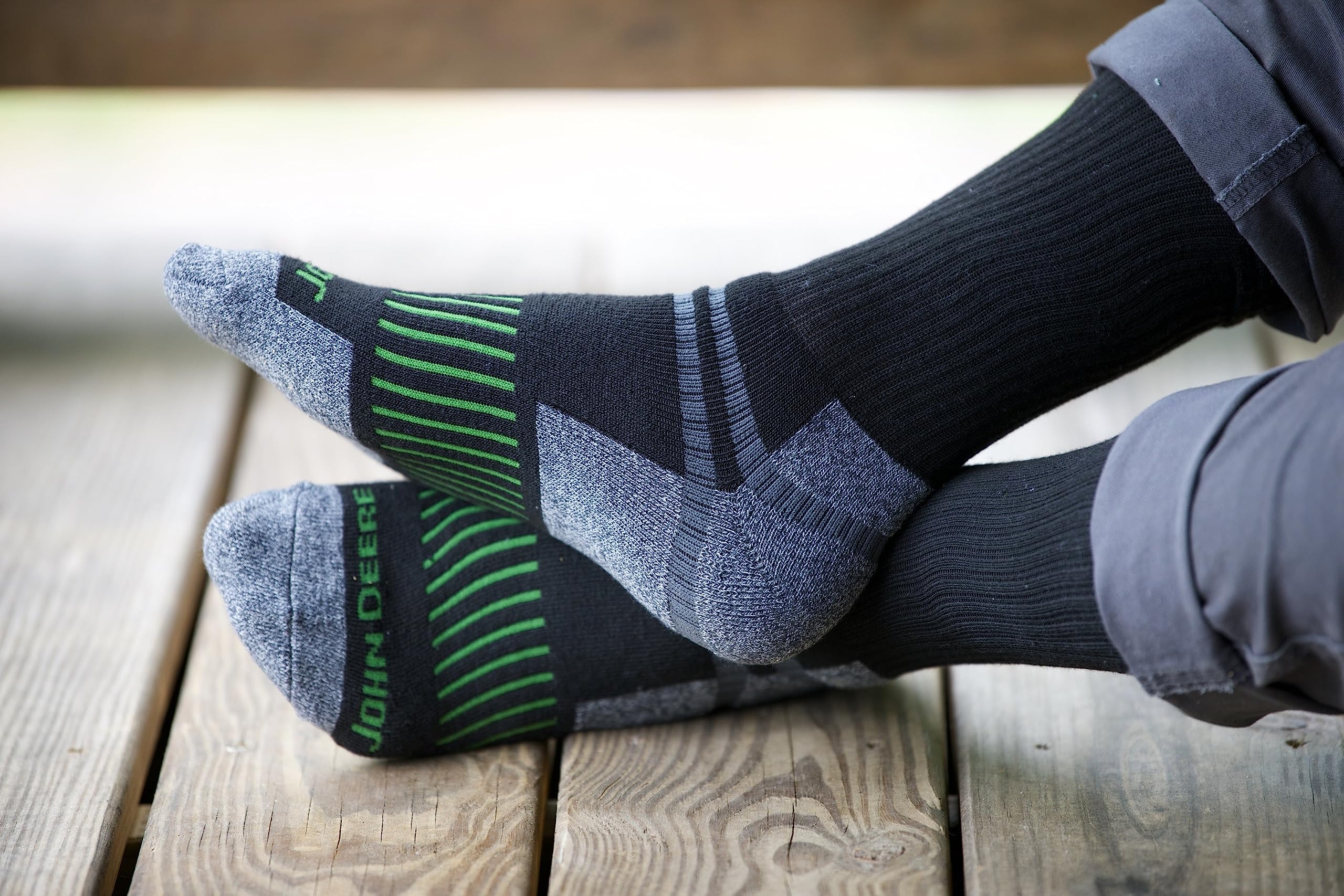 **John Deere 6-Pair Men's Work Socks (Size 8-12) - Durable & Comfortable for Farming, Construction & Outdoor Work**