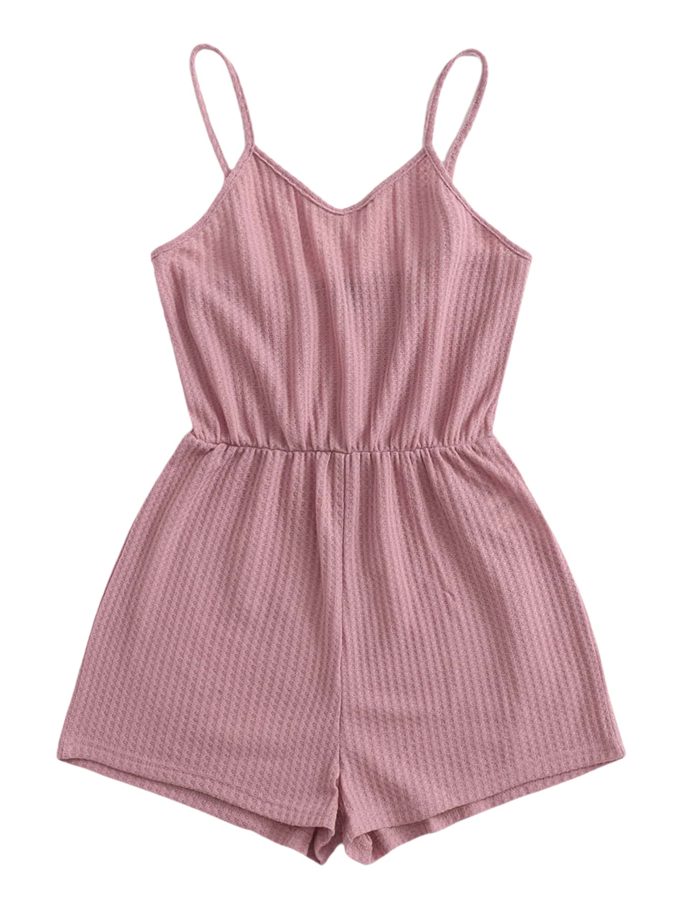Milumia Women's Casual Solid Waffle Knit Sleeveless Cami Romper Short Jumpsuit - Summer Outfits for Beach, Vacation & Lounge Wear