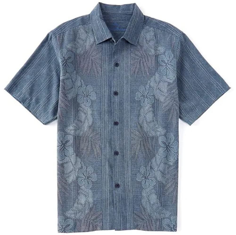 Tommy Bahama Men's Bali Border Silk Camp Shirt - Lightweight Hawaiian Style Button Down for Summer Beach Vacation & Casual Wear
