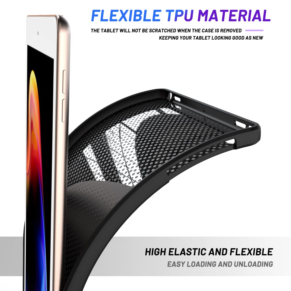 Premium Thin & Soft Protective Case for iPad 9.7 (2018/2017 6th/5th Gen) & iPad Air 2/Air - Lightweight Shockproof Cover with Precise Cutouts - Perfect for Work, Travel & Home Use - Black