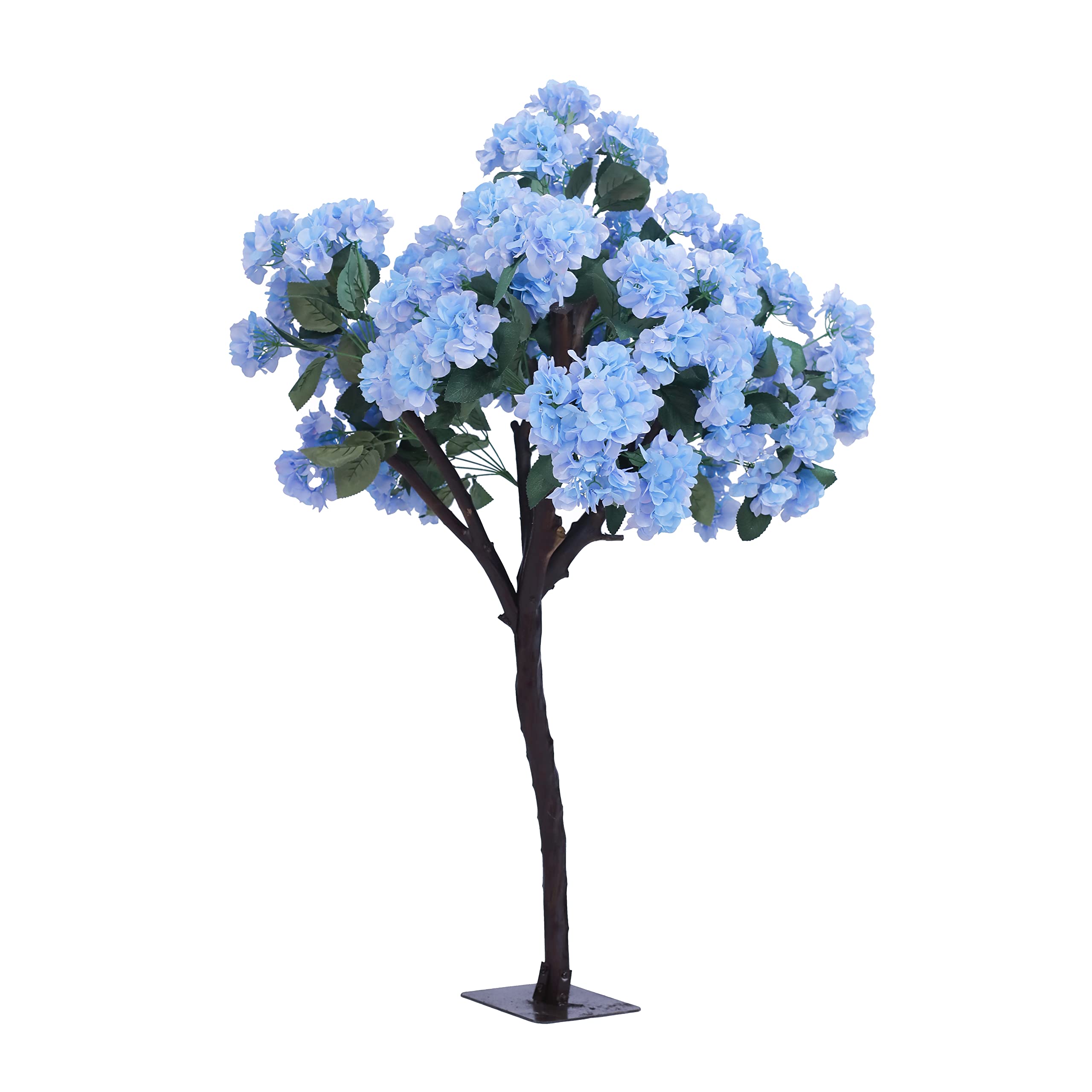 Blue Silk Hydrangea Artificial Flowers Tree - 5FT Tall (1.5M) Realistic Fake Hydrangea Plants for Indoor & Outdoor Decor - Perfect for Home, Wedding, Party, Shopping Mall, Restaurant, and Office Decoration