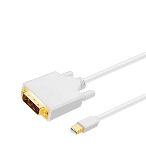 Mini DisplayPort to DVI Cable (Male to Male) 6ft 32AWG High-Speed Video Cable - White - for MacBook Pro, iMac, PC Monitor & Home Theater Setup