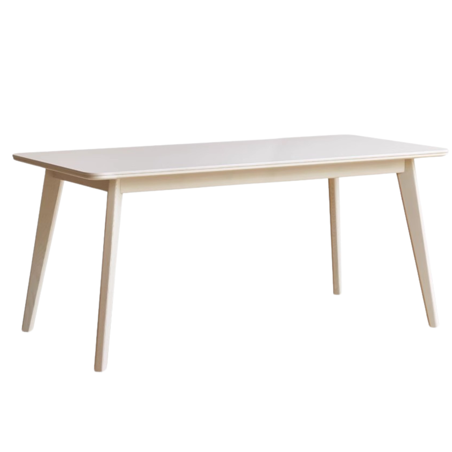 Birch Solid Wood Dining Table - Cream Wind White Finish - Modern Farmhouse Style for Kitchen, Dining Room & Small Spaces