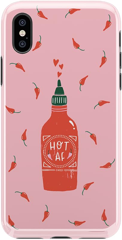 Spicy AF iPhone Xs Max Case - Pink Chili Hot Sauce Design | Trendy Protective Cover for iPhone Xs Max | Perfect for Foodies, Hot Sauce Lovers & Unique Gift Ideas