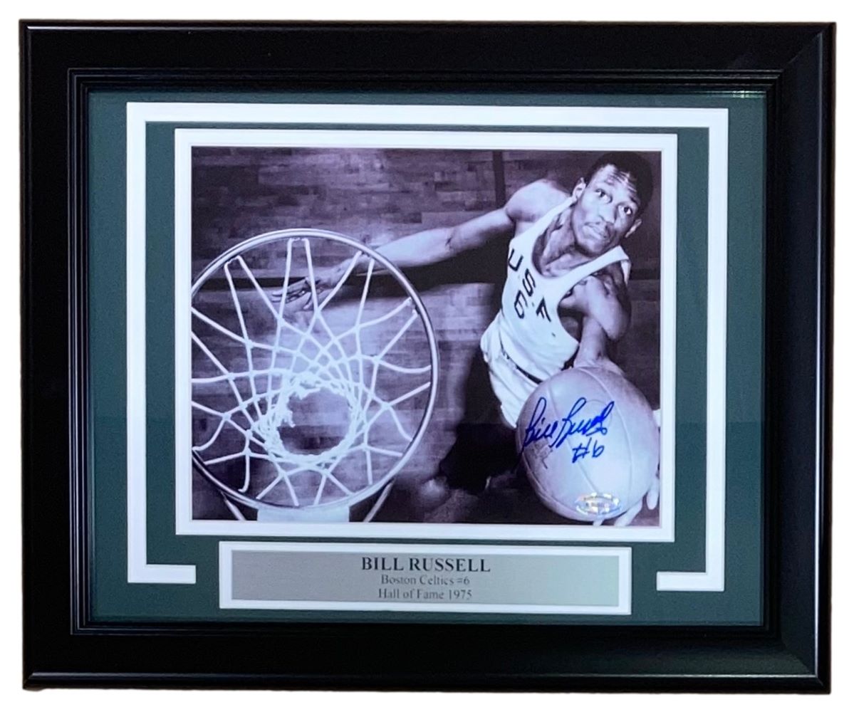 Authentic Bill Russell Signed 8x10 Basketball Photo with USF Framing & Altman Hologram - Perfect for Sports Memorabilia Collectors and Celtics Fans
