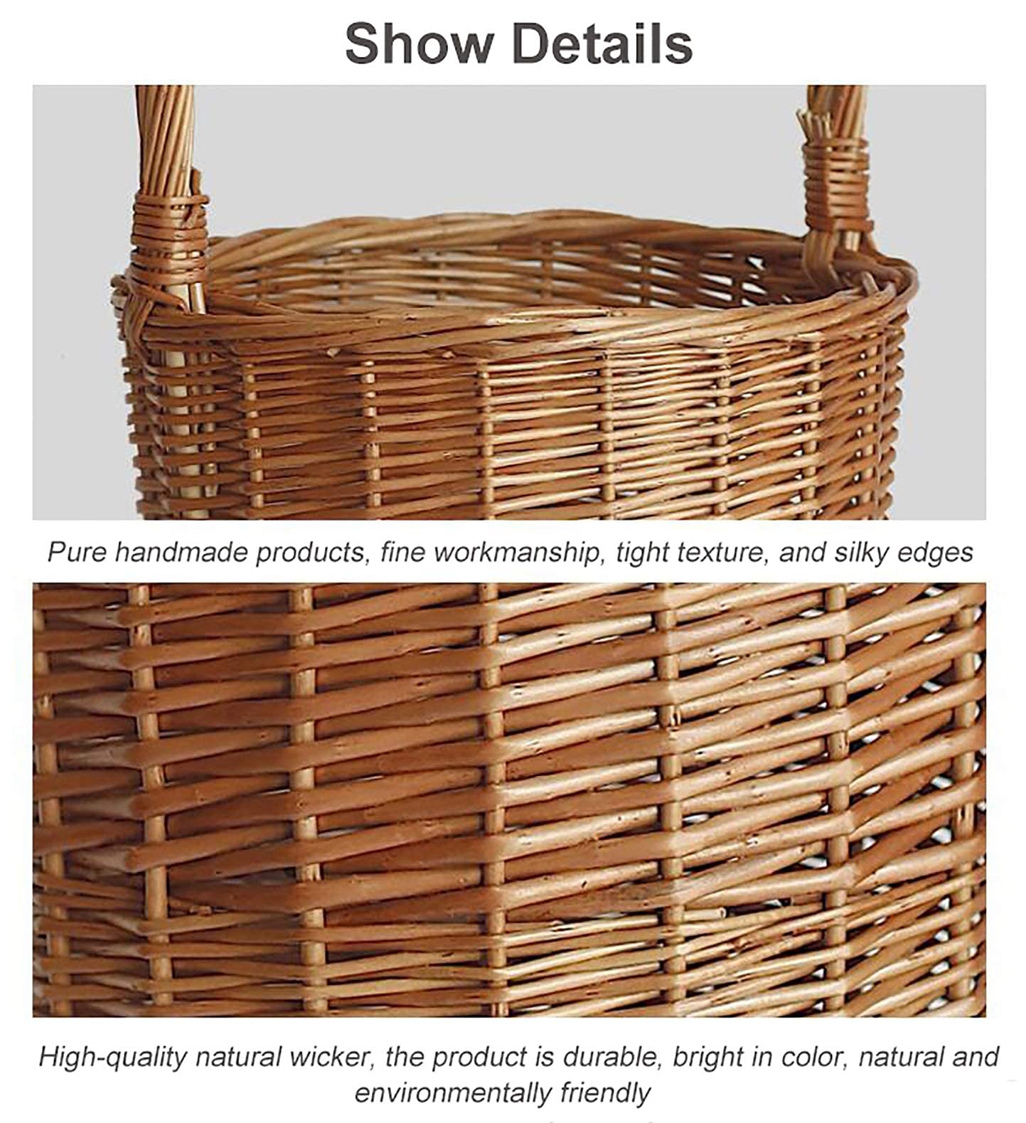 Wooden Umbrella Stand with Top Handle - 52cm Tall Round Entryway Umbrella Rack for Home, Office & Living Room - Perfect for Rainy Day Storage & Home Organization