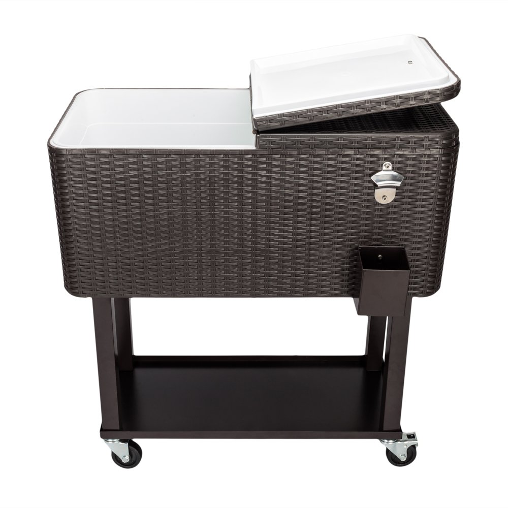 80 Quart Rolling Cooler with Wheels - Portable Ice Chest for Drinks & Beverages | Heavy Duty Party Cooler Cart for Backyard, Pool, Tailgating & Outdoor Events | Includes Shelf & Bottle Opener