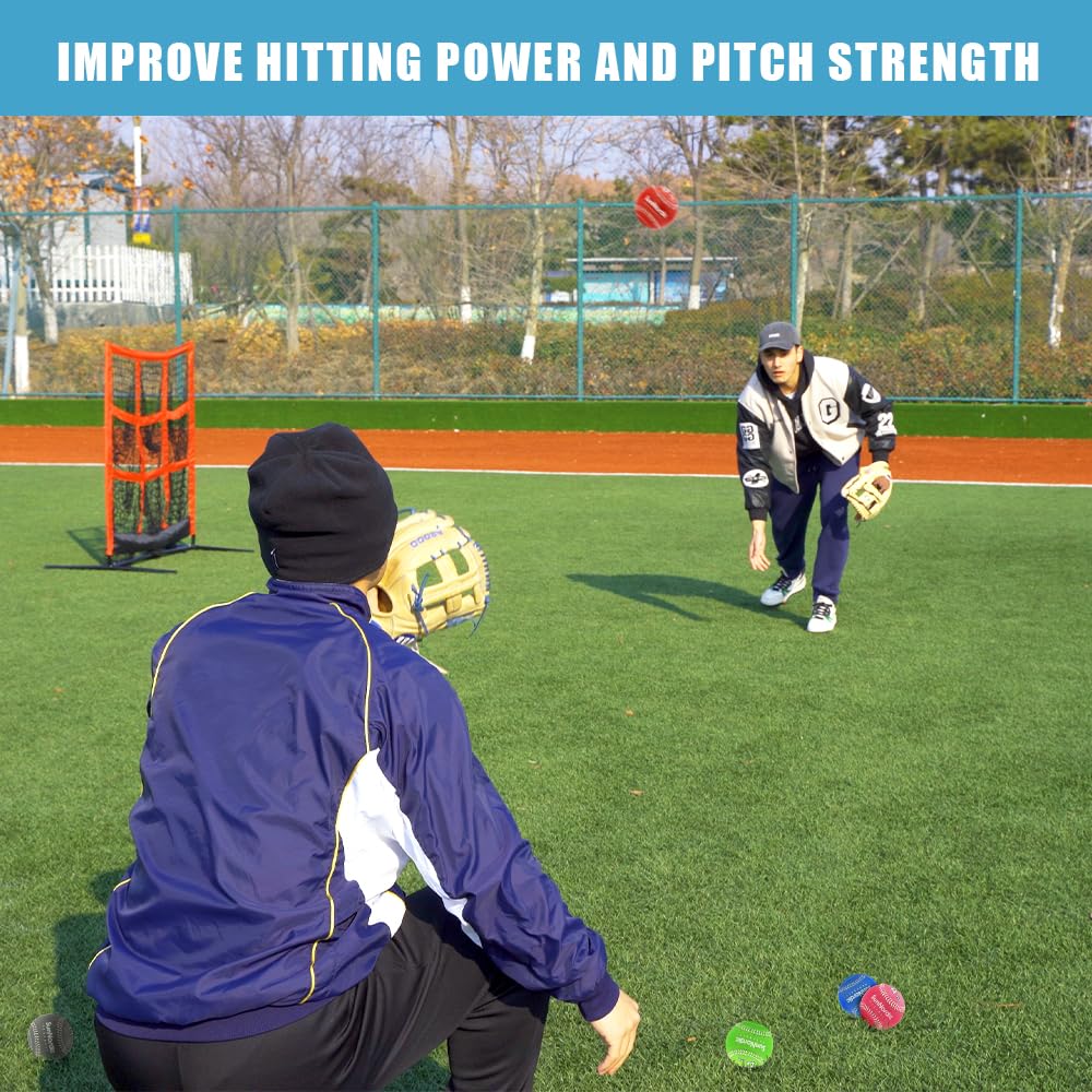 Premium Weighted Baseballs Set of 9 - Variable Weight Training Balls for Pitching & Power Improvement | High-Quality Leather Baseballs with Training Bands | Perfect for Baseball Players of All Levels - Ideal for Pitching Practice, Strength Training & Baseball Drills