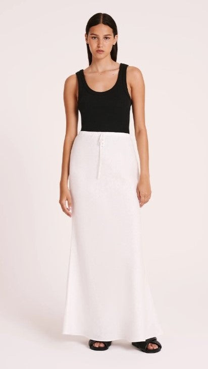 Amani Linen Maxi Skirt for Women - Flowy White Summer Skirt with Pockets | Beach, Vacation & Boho Outfit Essential