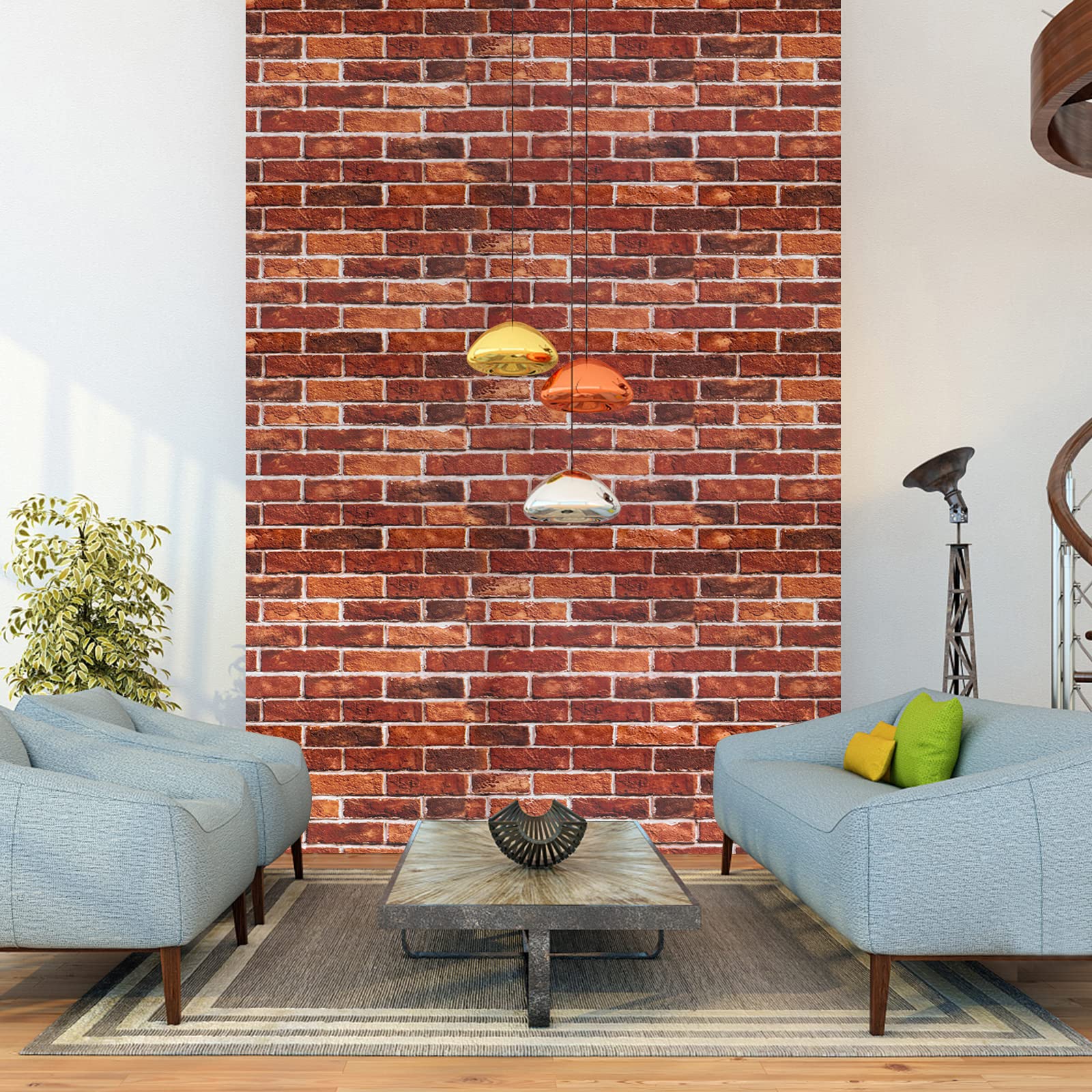 Red Faux Brick Peel and Stick Wallpaper - 3D Self-Adhesive Contact Paper (17.71