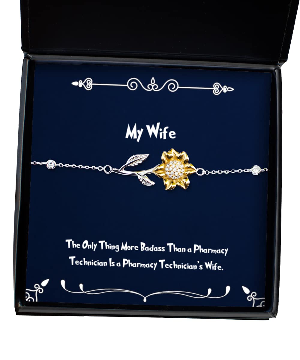Unique Sunflower Bracelet for Wife - Thoughtful Gift from Husband | Badass Pharmacy Technician Appreciation Jewelry | Perfect for Anniversaries, Birthdays & Everyday Wear