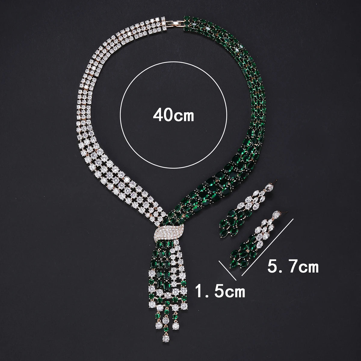 Luxury Tassel Necklace & Earrings Set for Women - Cubic Zirconia Princess Jewelry - Wedding, Party & Evening Accessories - Perfect for Bridal, Prom & Special Occasions
