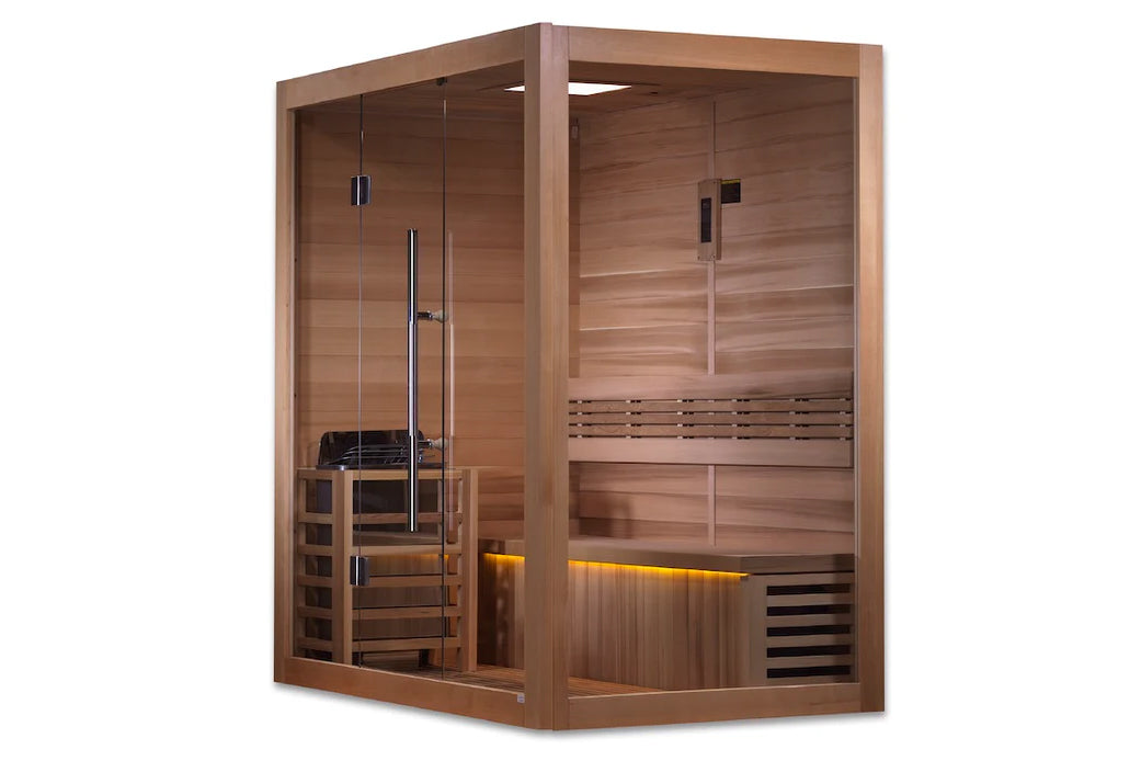 Golden Designs Forssa Edition 3-4 Person Traditional Sauna for Indoor & Outdoor Use - Perfect for Home Relaxation, Spa Therapy and Backyard Wellness Retreats