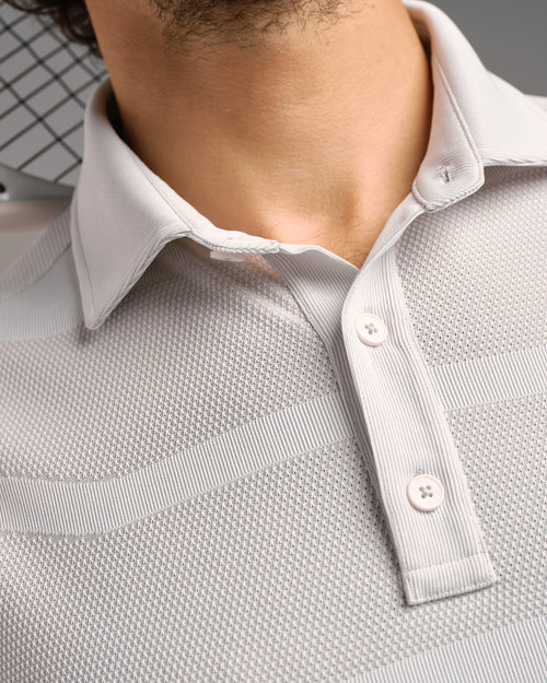 Rhone Men's Cross Court Polo Shirt - Breathable Performance Golf & Tennis Shirt in Bright White/Sleet Gray - Perfect for Workouts, Casual Wear & Outdoor Activities