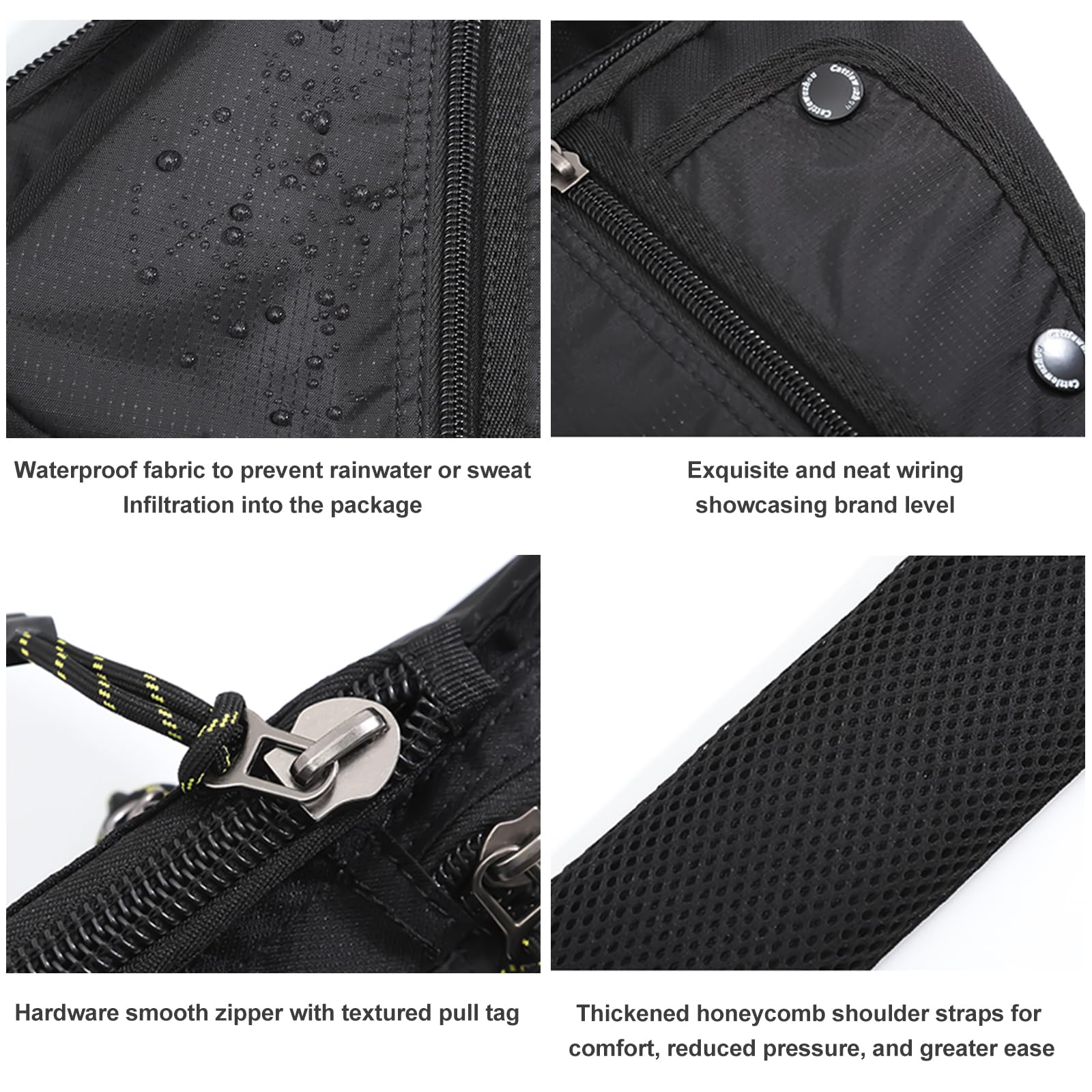 Men's Sling Bag Crossbody Shoulder Bag - Lightweight Durable Travel Backpack for Hiking, Outdoor Adventures & Daily Commute - Black