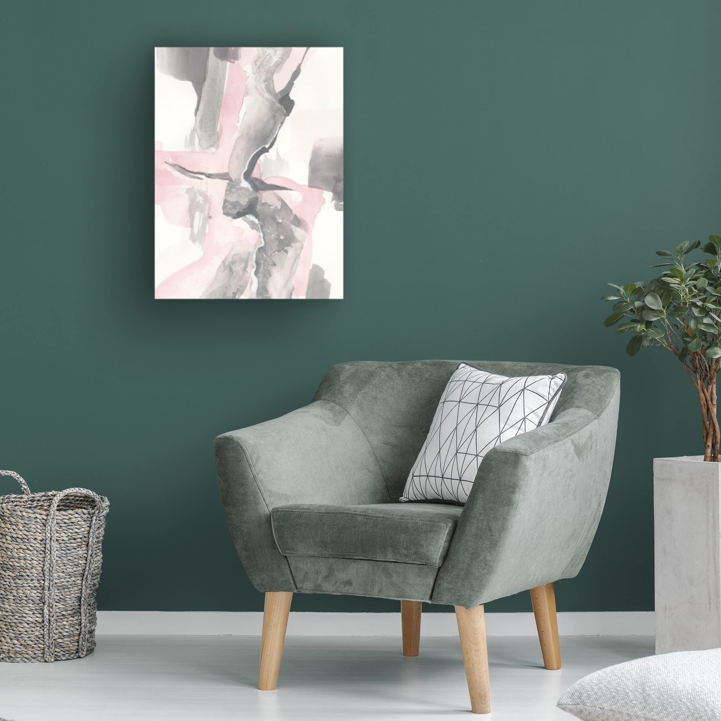 Blushing Grey I Crop Canvas Wall Art by Chris Paschke - Modern Abstract Painting for Living Room, Bedroom & Office Decor