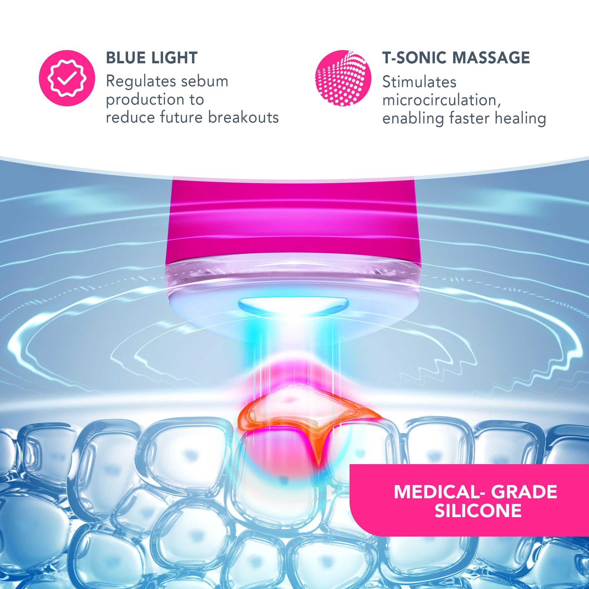 Foreo ESPADA 2 LED Light Therapy Device for Acne Treatment - Medical-Grade Blue Light Therapy for Pimples, Blemishes & Scars - Gentle Silicone Facial Skincare Tool - Perfect for Daily Acne Prevention & Post-Breakout Care