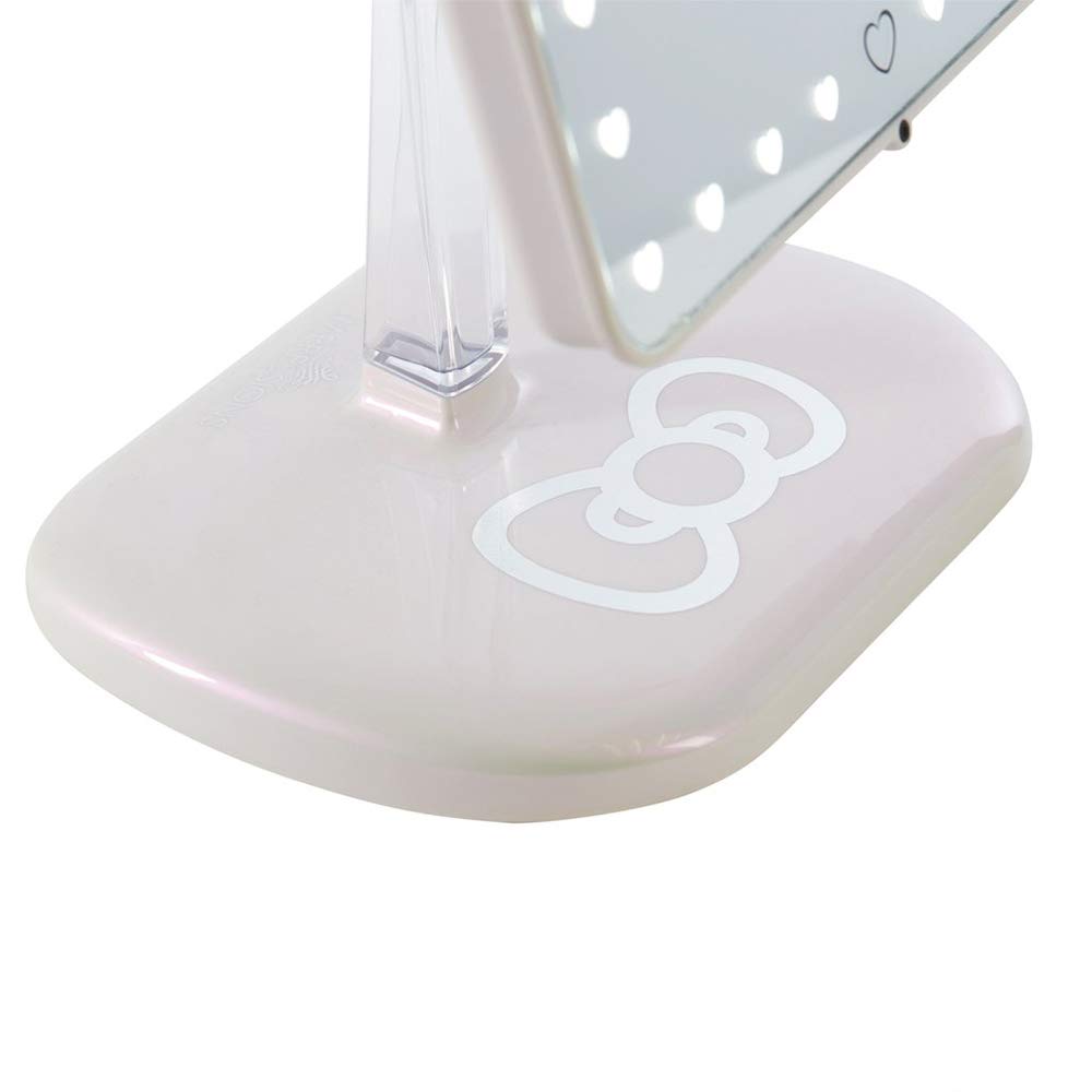Hello Kitty Touch Pro Makeup Mirror with 360° Rotation, LED Lights & USB Charging - Pearl White Vanity Mirror for Bedroom, Bathroom & Dressing Room | Perfect for Makeup Application, Skincare & Self-Care Routine