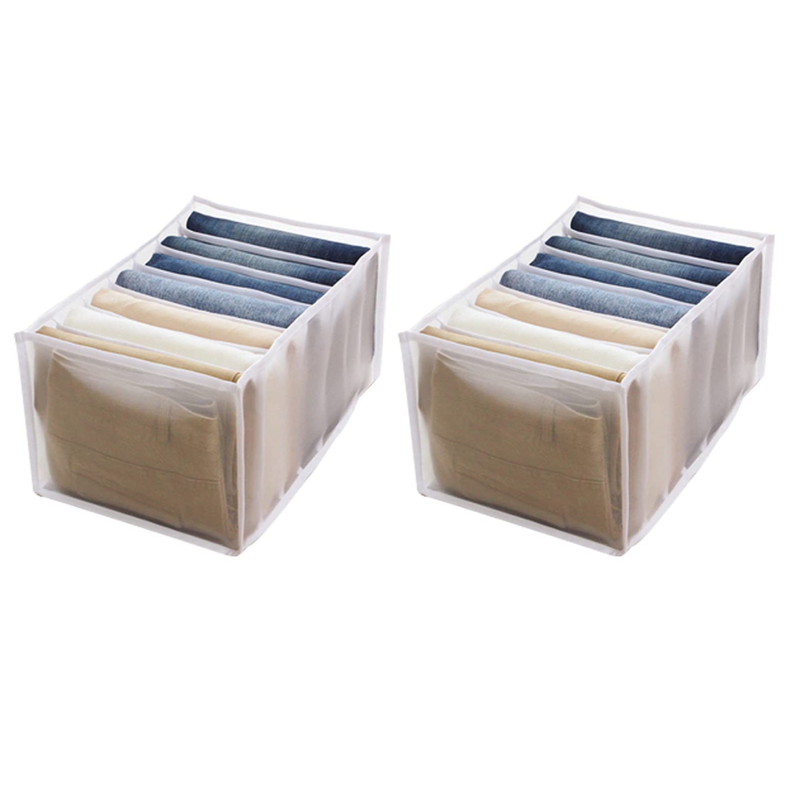 7/9 Grids Foldable Wardrobe Closet Organizer (2 Pack) - Washable Fabric Storage Box for Clothes, Jeans, T-Shirts & Leggings | Perfect for Bedroom, Closet & Drawer Organization