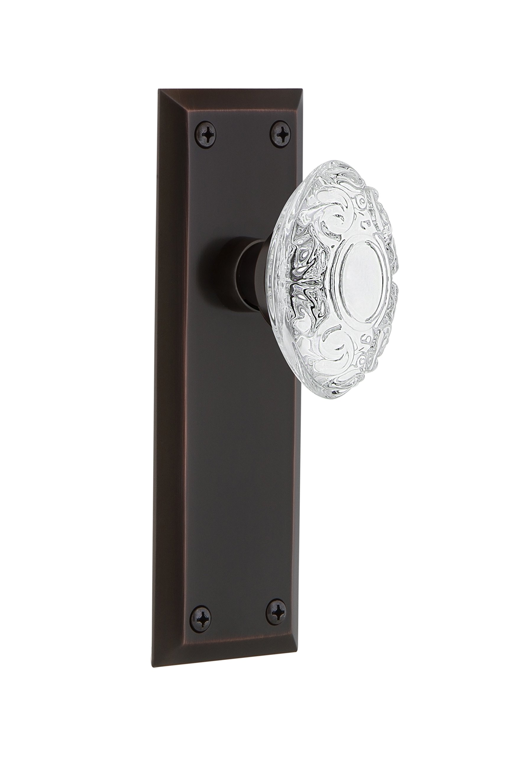 Nostalgic Warehouse 754958 Vintage New York Plate with Crystal Victorian Knob - Timeless Bronze Cabinet Hardware for Kitchen, Bathroom & Furniture Restoration | Classic Door Pull & Drawer Handle for Home Decor