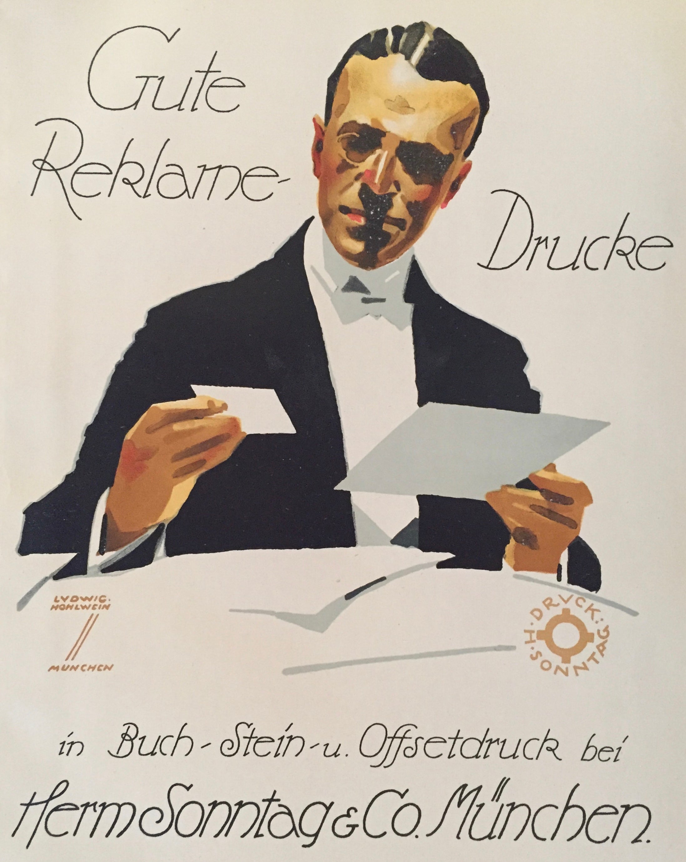 1927 Vintage German Mini Poster - Gute Reklame Drucke (Haberdasher) - Antique Advertising Art Print for Home & Office Decor
