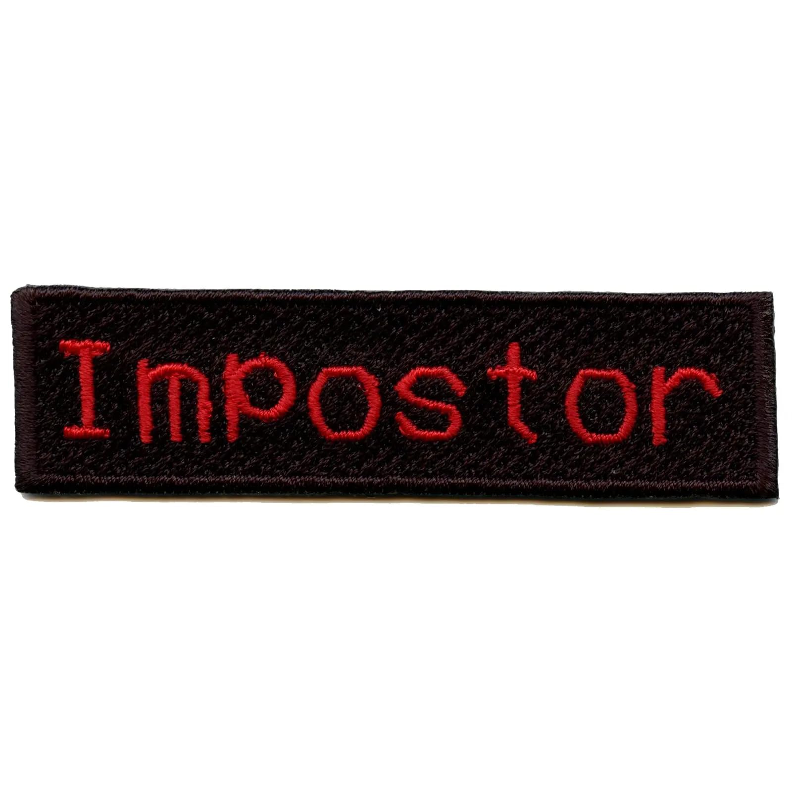 Impostor Name Tag Patch Box Logo Embroidered Iron On - Customizable Badge for Cosplay, Work Uniforms & Halloween Costumes