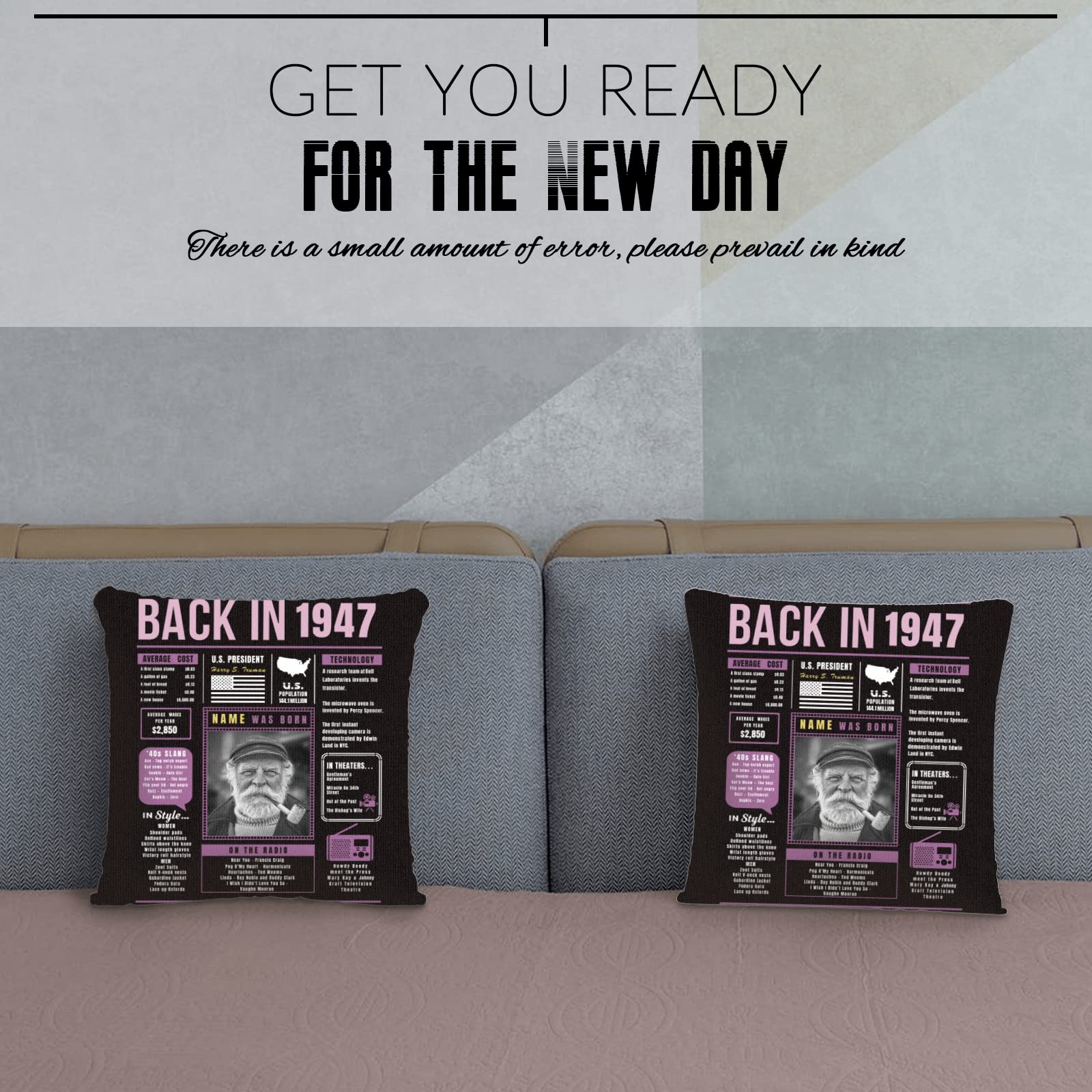 77th Birthday Gifts for Women & Men - Purple 1947 Custom Throw Pillow with Sofa Design | Super Soft Birthday Decor & Party Gift for Boys, Girls, Grandparents | Perfect for Home Decor, Anniversary Celebrations & Special Occasions