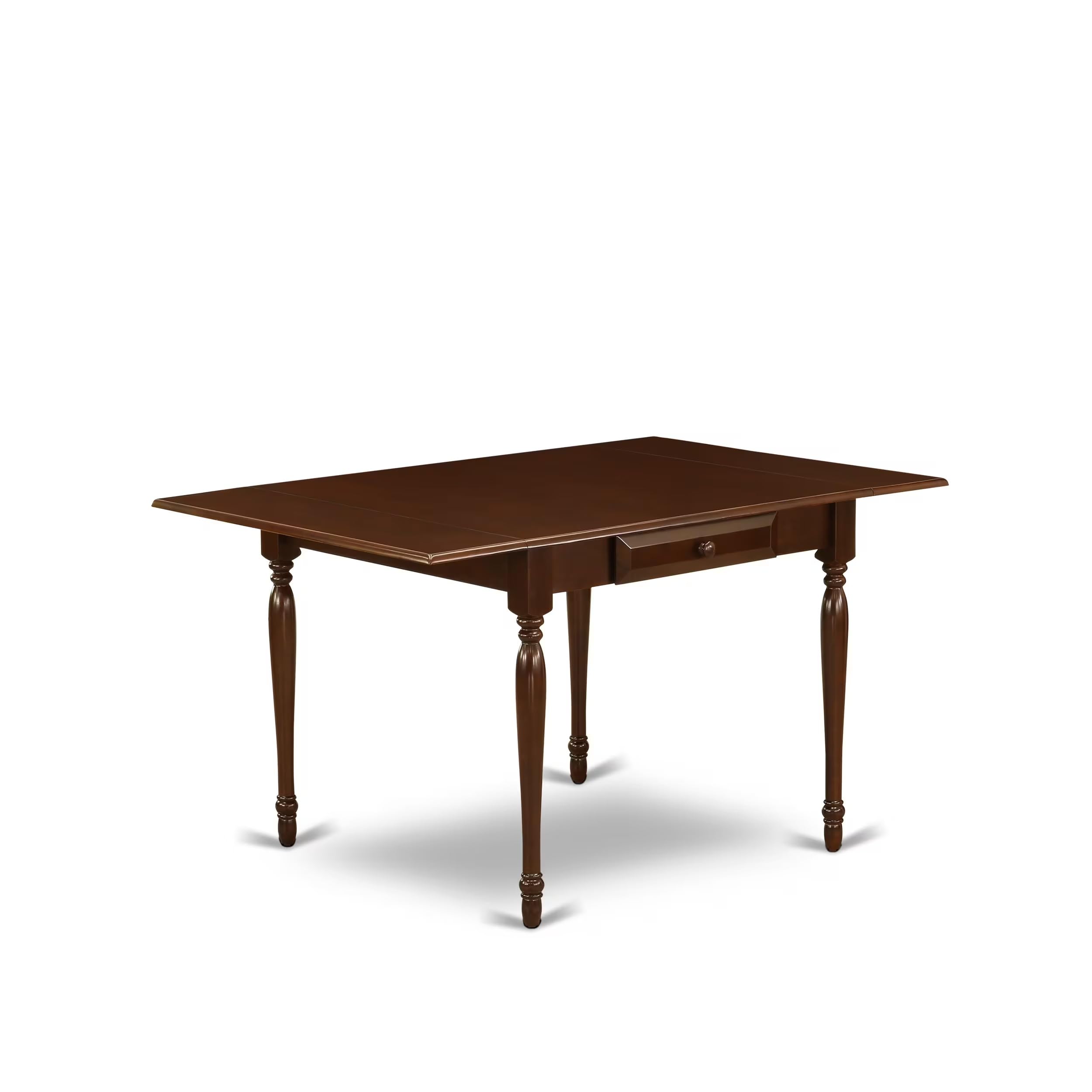 East West Furniture 5-Piece Mahogany Dining Set with Drop-Leaf Table & 4 Chairs - 36x54 Inch Rectangle Kitchen Table for Small Spaces - Perfect for Breakfast Nook, Apartment Dining, and Compact Homes