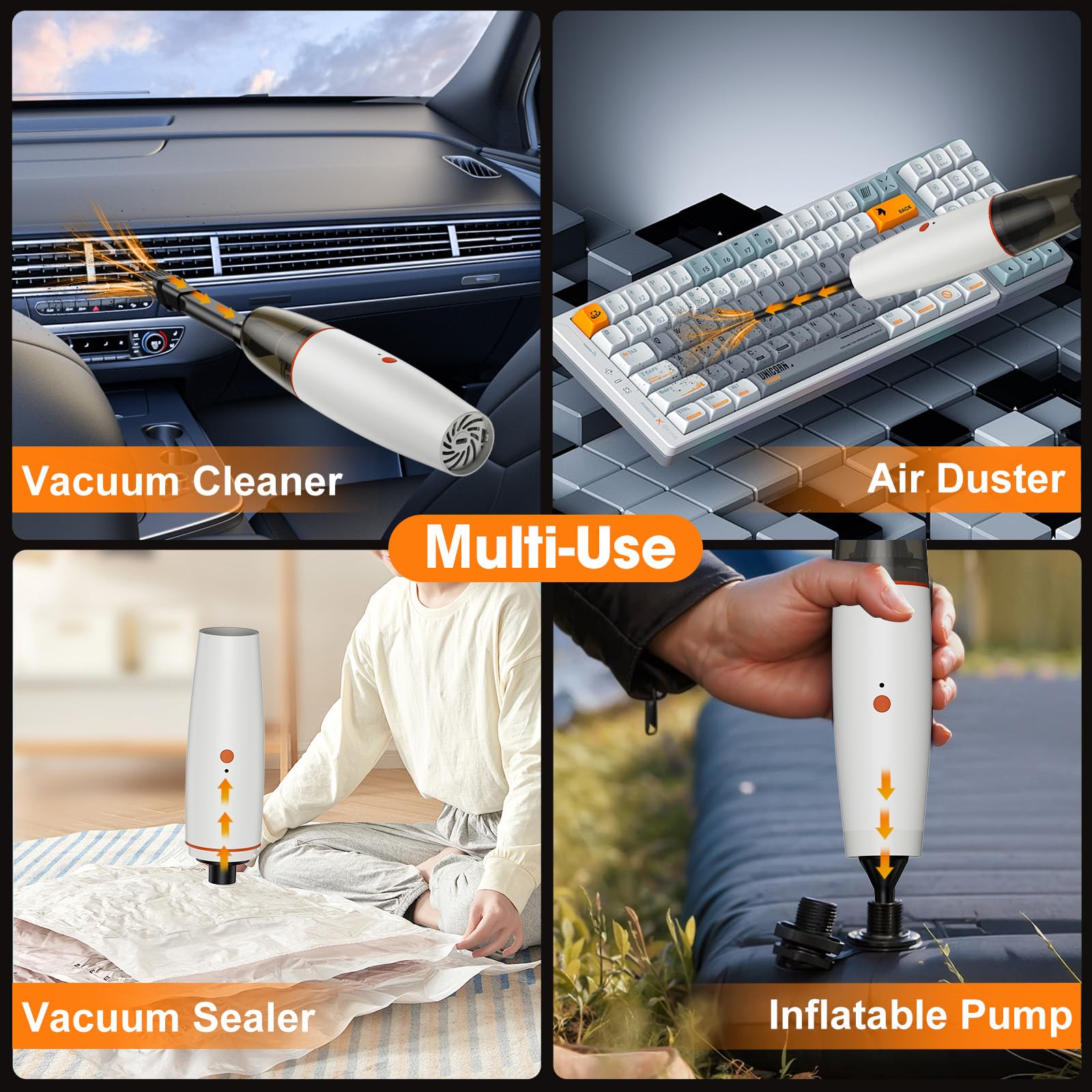 Portable Cordless Handheld Vacuum Cleaner - 20000PA Strong Suction, Rechargeable Mini Dust Buster for Car, Home & Office - Perfect for Cleaning Car Interiors, Keyboards, Sofas and Small Spaces