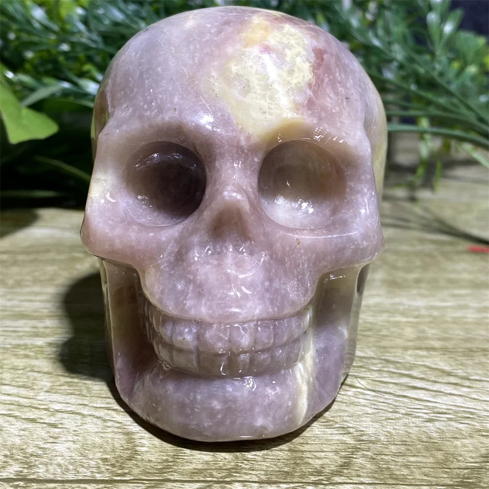 Natural Crystal Red Green Skull Tourmaline Carving - Healing Stones for Spiritual Feng Shui, Reiki Energy, Home Decor & Meditation Space Enhancement