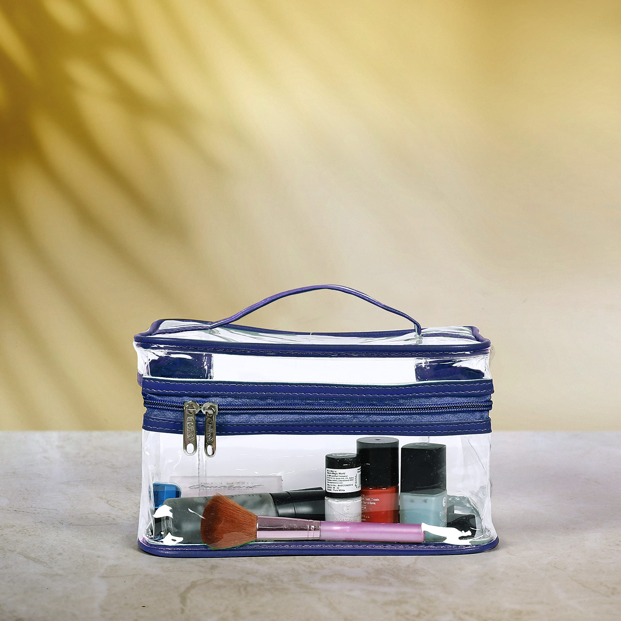 Lwvax Large Clear Toiletry Bag Set of 3 - Waterproof Travel Makeup Organizer with Zipper, Transparent Cosmetic Storage Pouch for Women & Men - Perfect for Airplane Carry-on, Gym, Beach Trips & Vacation Essentials (Blue)