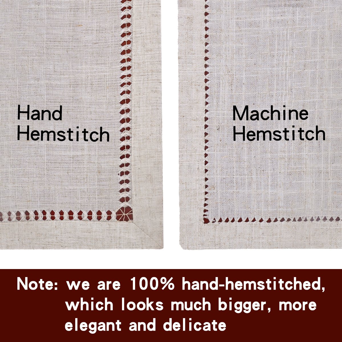 Grelucgo Handmade Hemstitched Polyester Table Runner - 14x48 Inch Cranberry Red Rectangle Table Scarf for Dining Table, Buffet, Dresser Decor - Elegant Home & Wedding Decoration