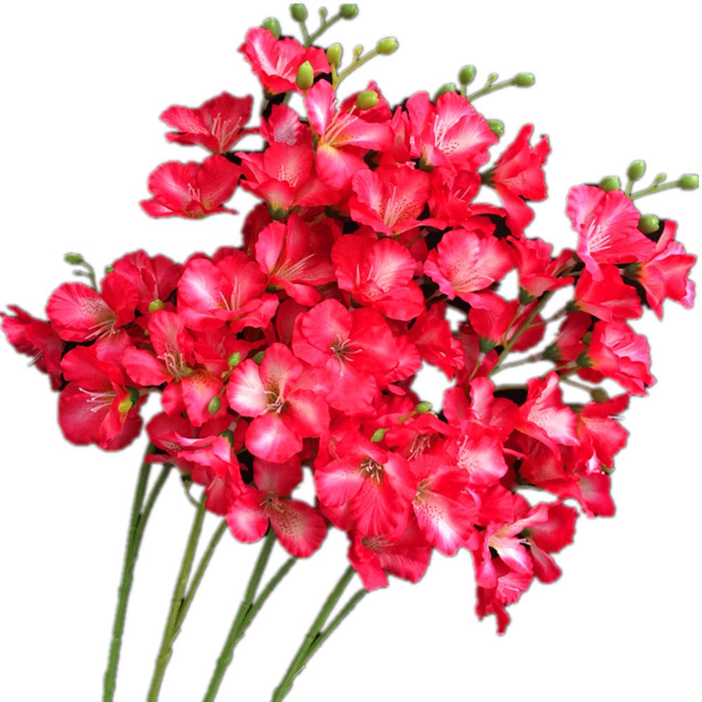 8pcs Artificial Silk Orchid Flowers - 20 Heads/Piece Rose Red Fake Hibiscus for Wedding Centerpieces, Home Floral Decor, Table Arrangements & Party Decoration (27.56