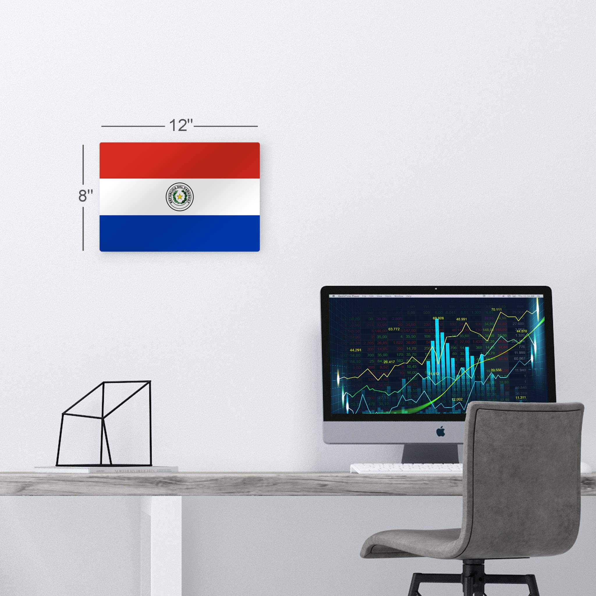 Paraguay Flag Metal Wall Art Print - 24x36 Inches, Ready to Hang, Made in USA | Modern Home & Office Decor for Living Room, Dorm, Bedroom, Kitchen, Man Cave, Sports Club & Bar | Patriotic Country Flags Wall Decor for Gifts & National Pride Display