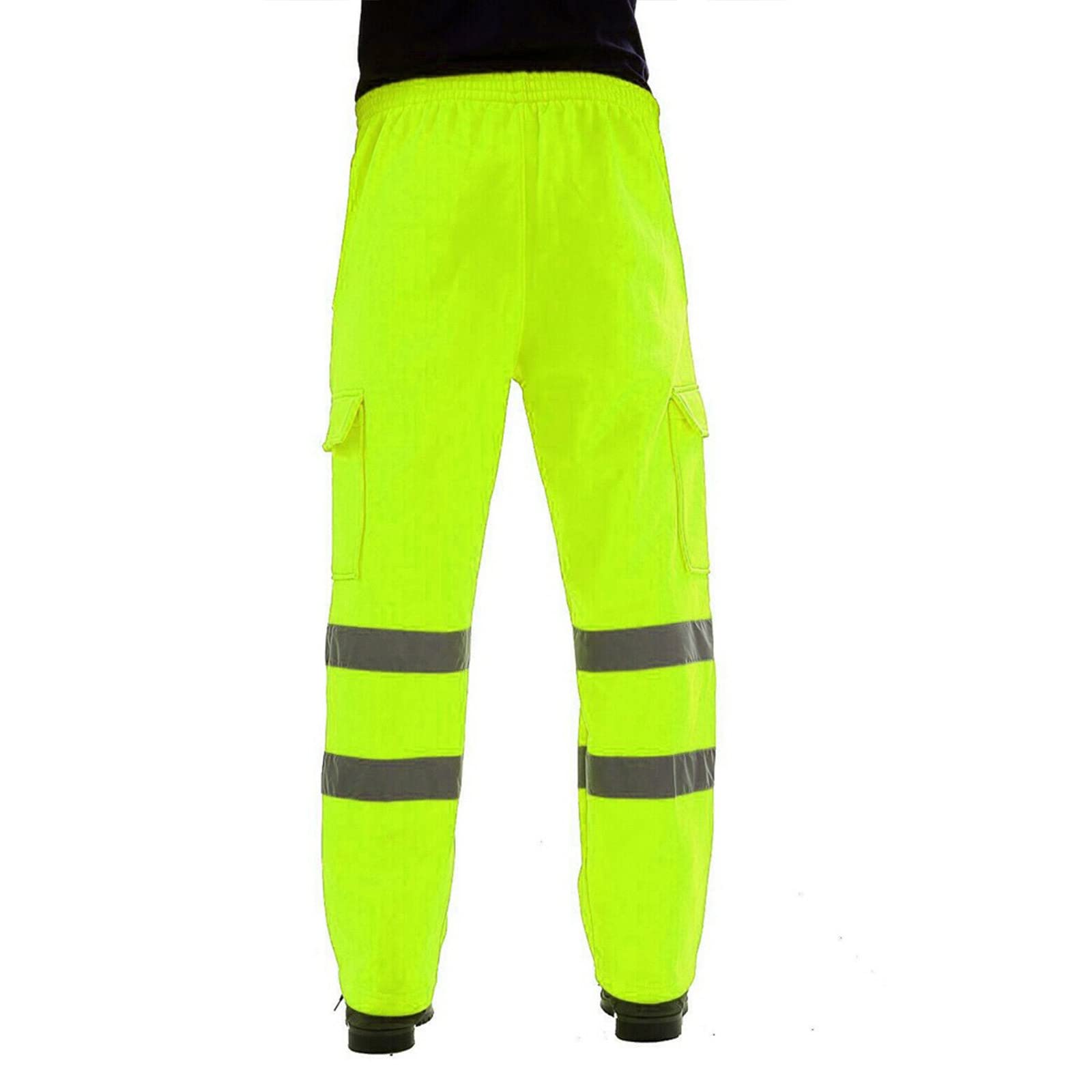 High Visibility Reflective Cargo Pants for Men - Safety Work Pants with Multiple Pockets for Outdoor, Construction & Night Running | Durable Fall Workwear