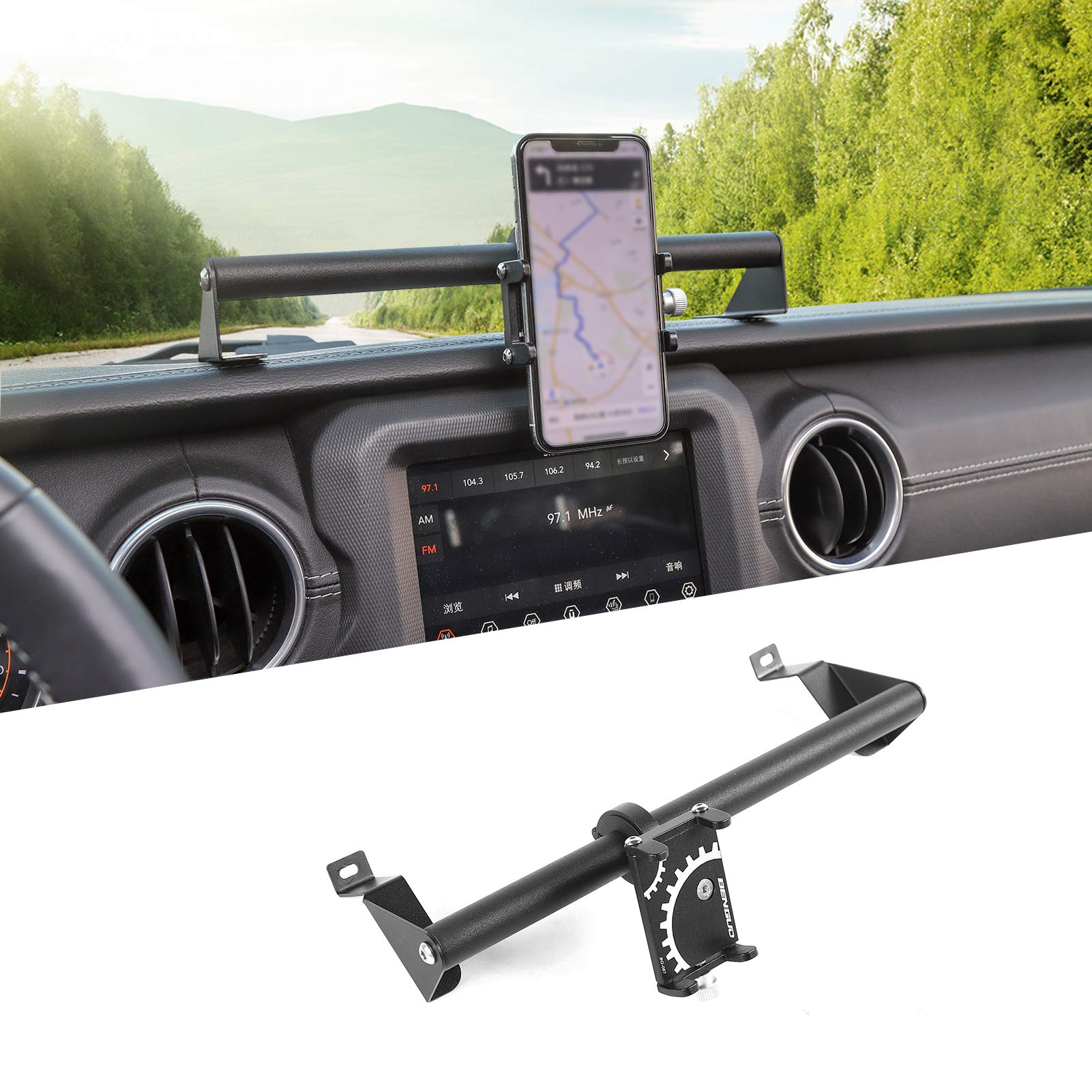 2018-2022 Jeep Wrangler JL/JLU & 2020 Gladiator JT Phone Mount Holder - Heavy Duty Stainless Steel Off-Road Phone Bracket | Secure Smartphone Mount for Adventure, Camping & Daily Driving