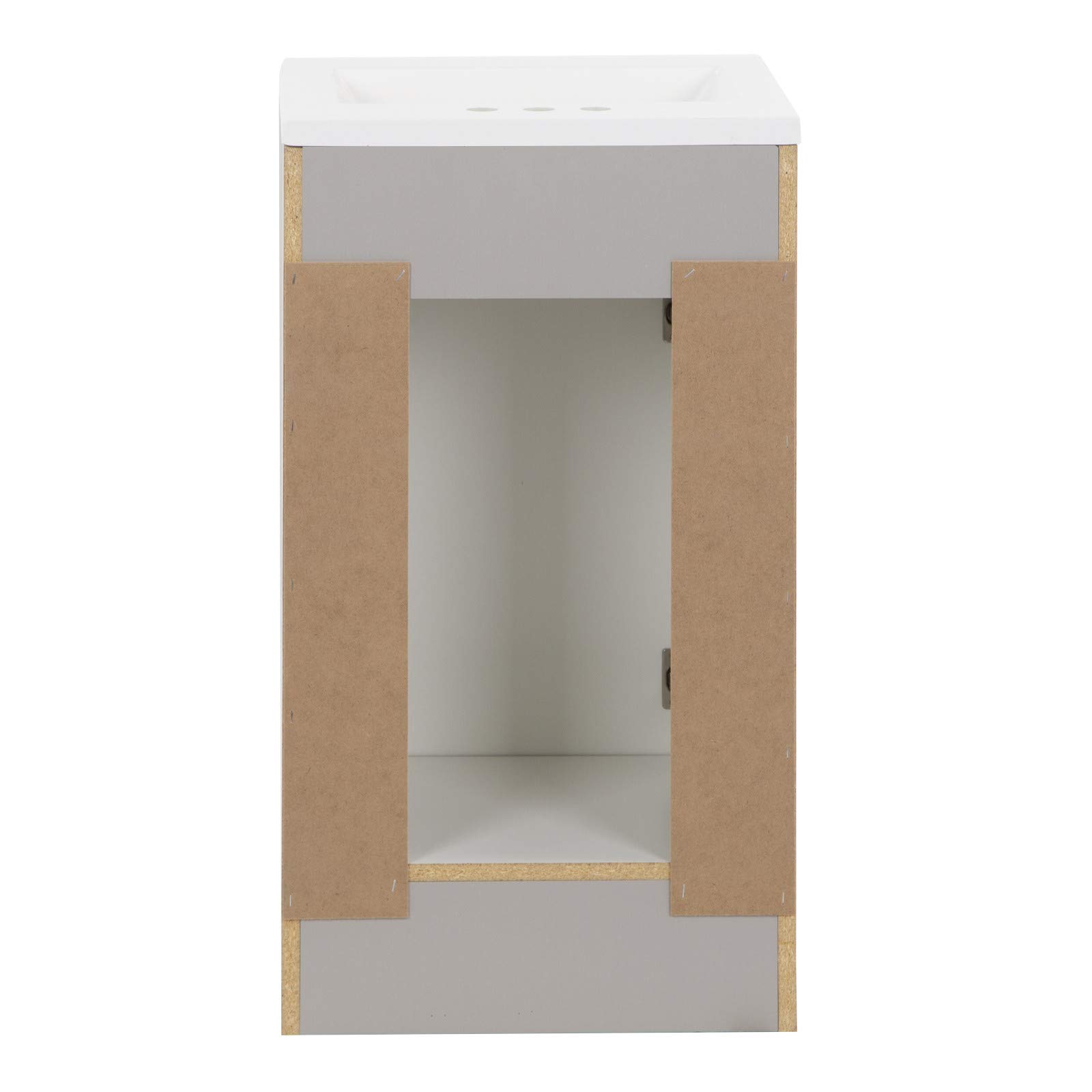 Spring Mill Cabinets Wyre 18 Inch Bathroom Vanity Set with White Ceramic Sink, 1-Door Storage Cabinet, Modern Gray Finish - Perfect for Small Bathrooms, Powder Rooms & Apartment Remodels (18.5