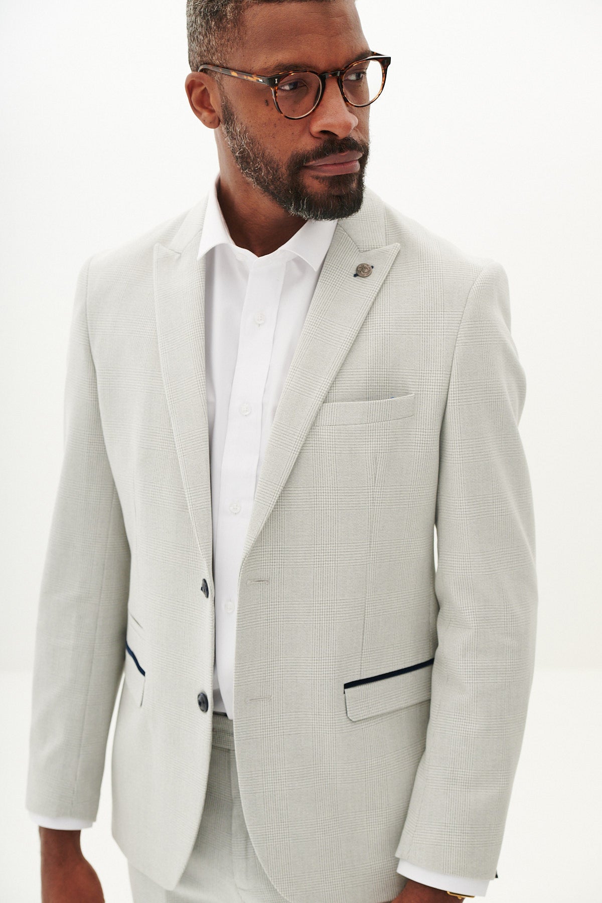 BROMLEY Stone Check Blazer for Men - Classic Checkered Pattern Formal Jacket - Perfect for Business Meetings, Office Wear & Smart Casual Outfits