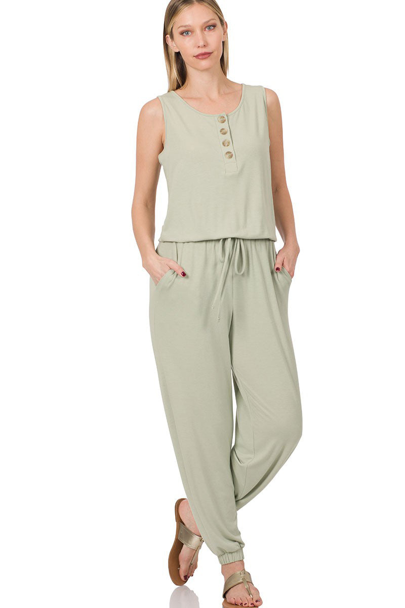 Women's Jogger Jumpsuit with Pockets - Comfortable Casual Romper for Lounge Wear, Running Errands & Travel Outfits