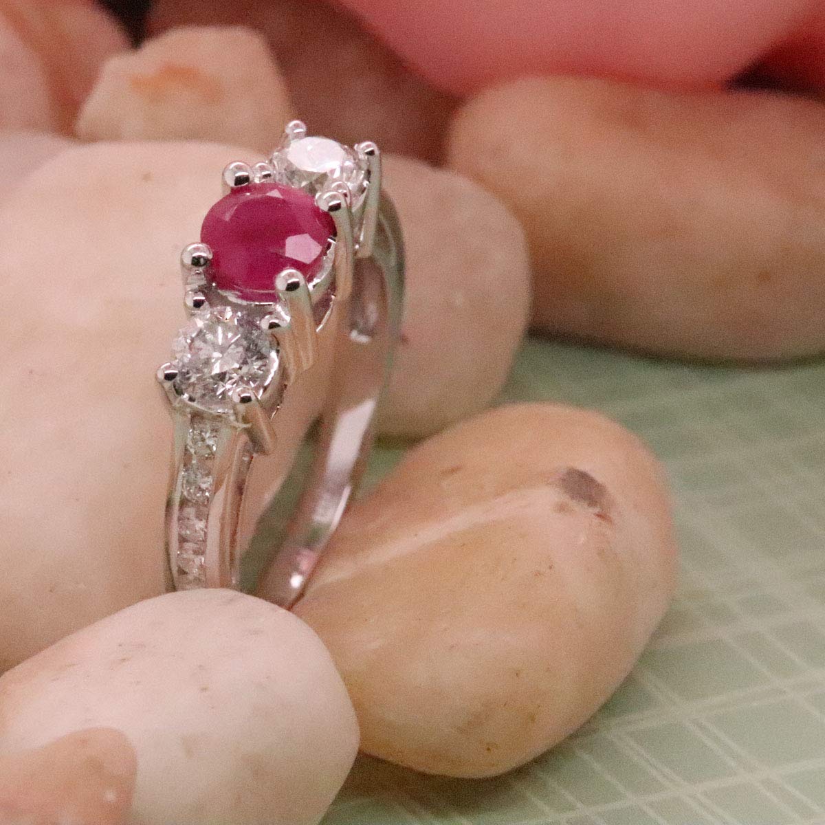 18K Solid White Gold Round Ruby & White Diamond Women's Bridal Engagement Ring - Dazzlingrock Collection | Perfect for Proposals, Weddings & Anniversary Gifts
