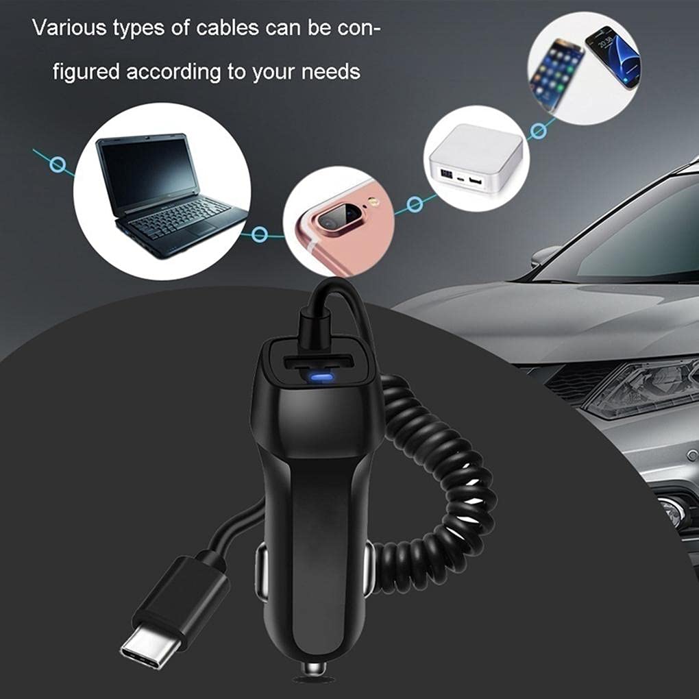 BoxWave Dual USB Car Charger for Motorola Razr (2019) - Fast Charging with Integrated Cable & Extra Port - Black | Perfect for Road Trips & Daily Commutes