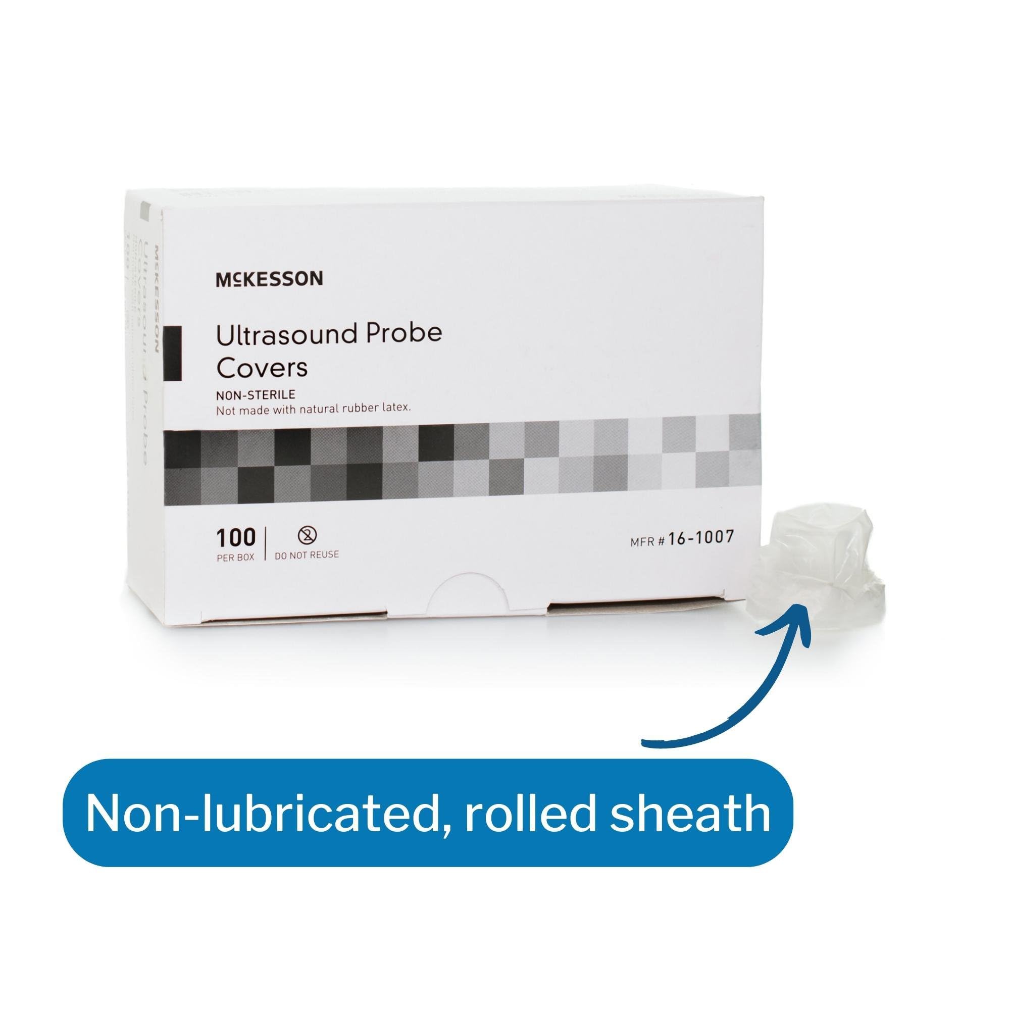 McKesson Disposable Ultrasound Probe Covers - Latex-Free, Non-Lubricated Hygienic Protection for Medical Imaging (100 Count, 1 Pack, 1