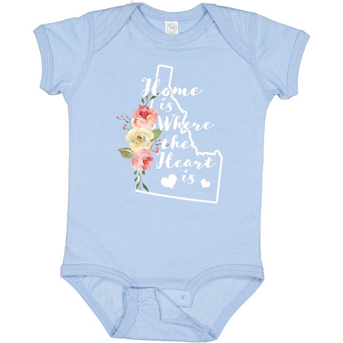 Inktastic Idaho Home is Where The Heart is Watercolor Floral Baby Bodysuit - Soft Cotton Infant Onesie for Newborns & Toddlers - Perfect for Family Photos, Holidays & Everyday Wear