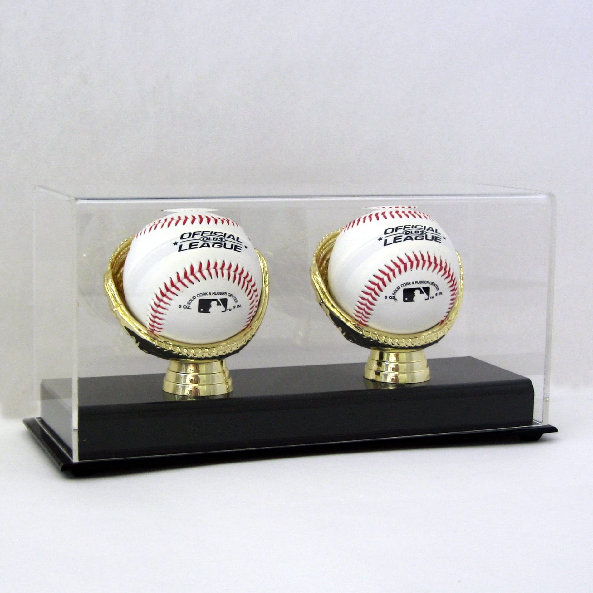 Premium Gold Glove Acrylic Baseball Display Case - Holds 1 to 5 Baseballs (2-Baseball Option Included) - Perfect for Showcasing Autographed Baseballs, Collectibles & Memorabilia in Home, Office or Sports Room Decor