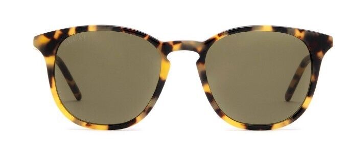 Gucci GG1157S 003 Havana Green Round Polarized Sunglasses for Men - UV Protection, Classic Aviator Style for Driving, Travel & Outdoor Activities