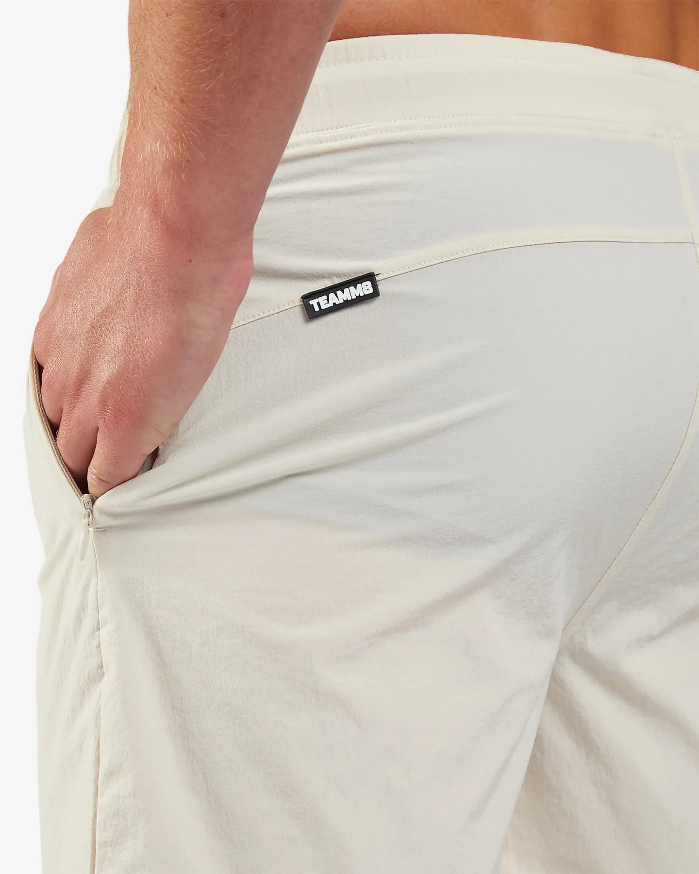 Teamm8 Track 6 Gym Shorts for Men - Breathable Workout Running Athletic Shorts in Parchment White - Perfect for Gym, Running & Training